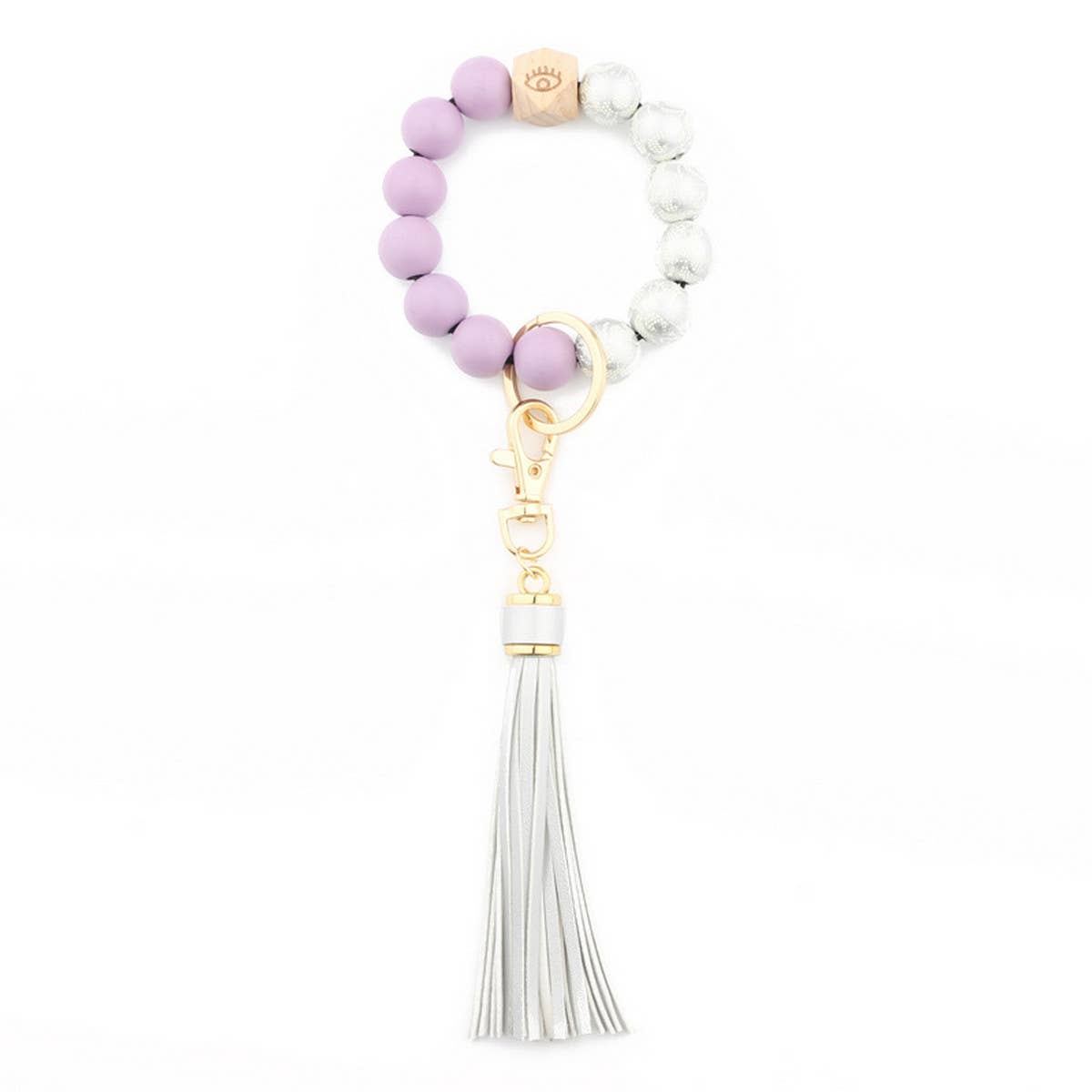TASSEL PRINTED WOODEN BEAD KEYCHAIN
