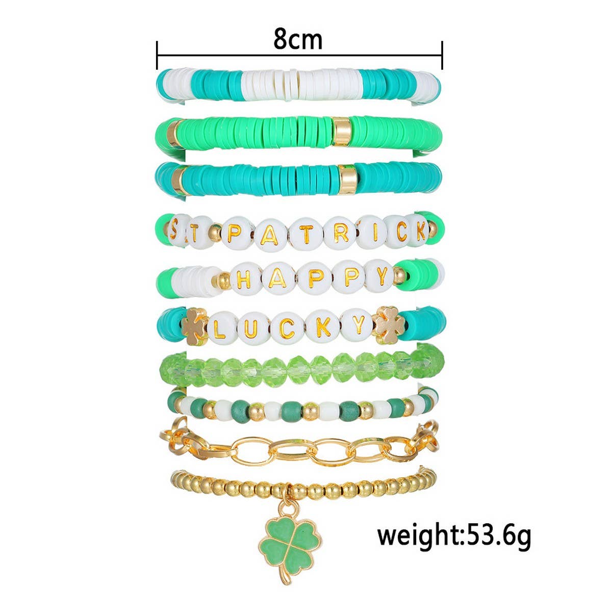 ST. PATRICK'S DAY FOUR LEAF CLOVER BRACELET SET_CWMM3499
