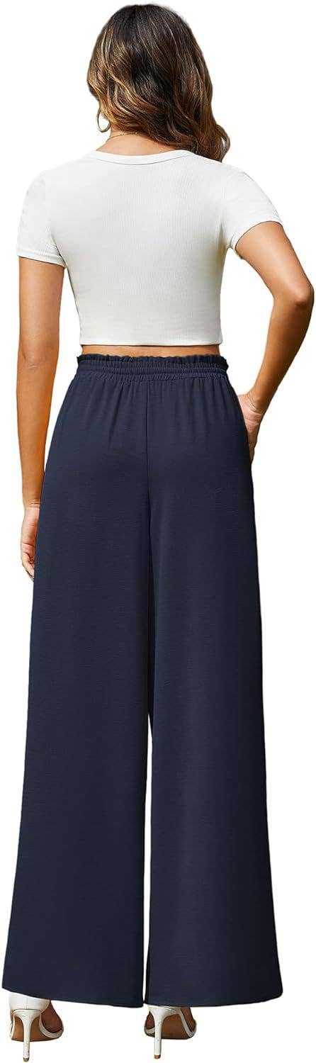 Loose high-waisted and wide-leg trousers