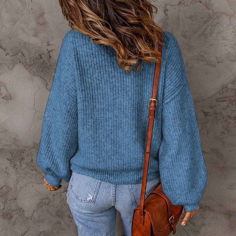 TURTLENECK SOLID COLOR PULLOVER SWEATER