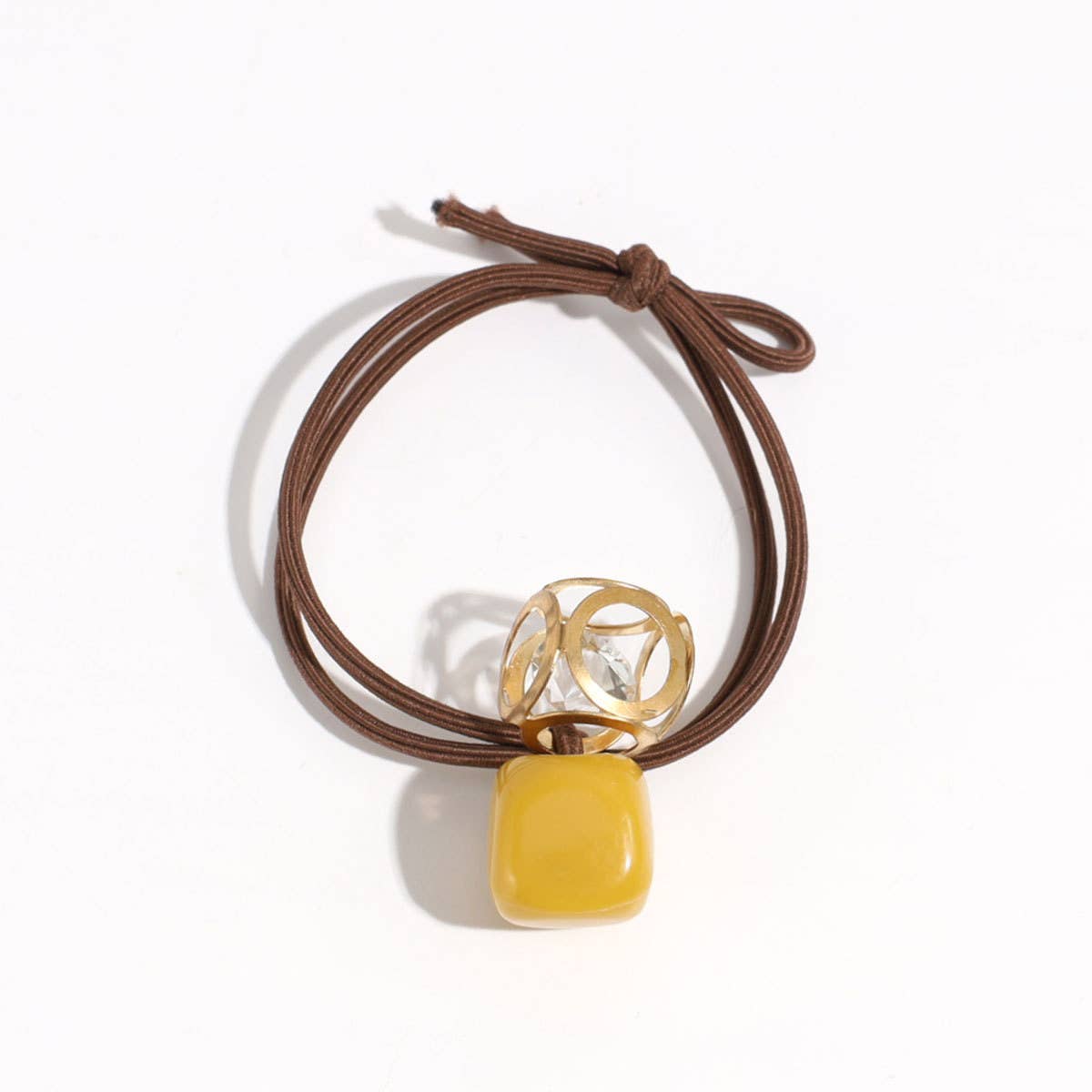 DOUBLE-LAYER HOLLOW SQUARE RHINESTONE HAIR ROPE