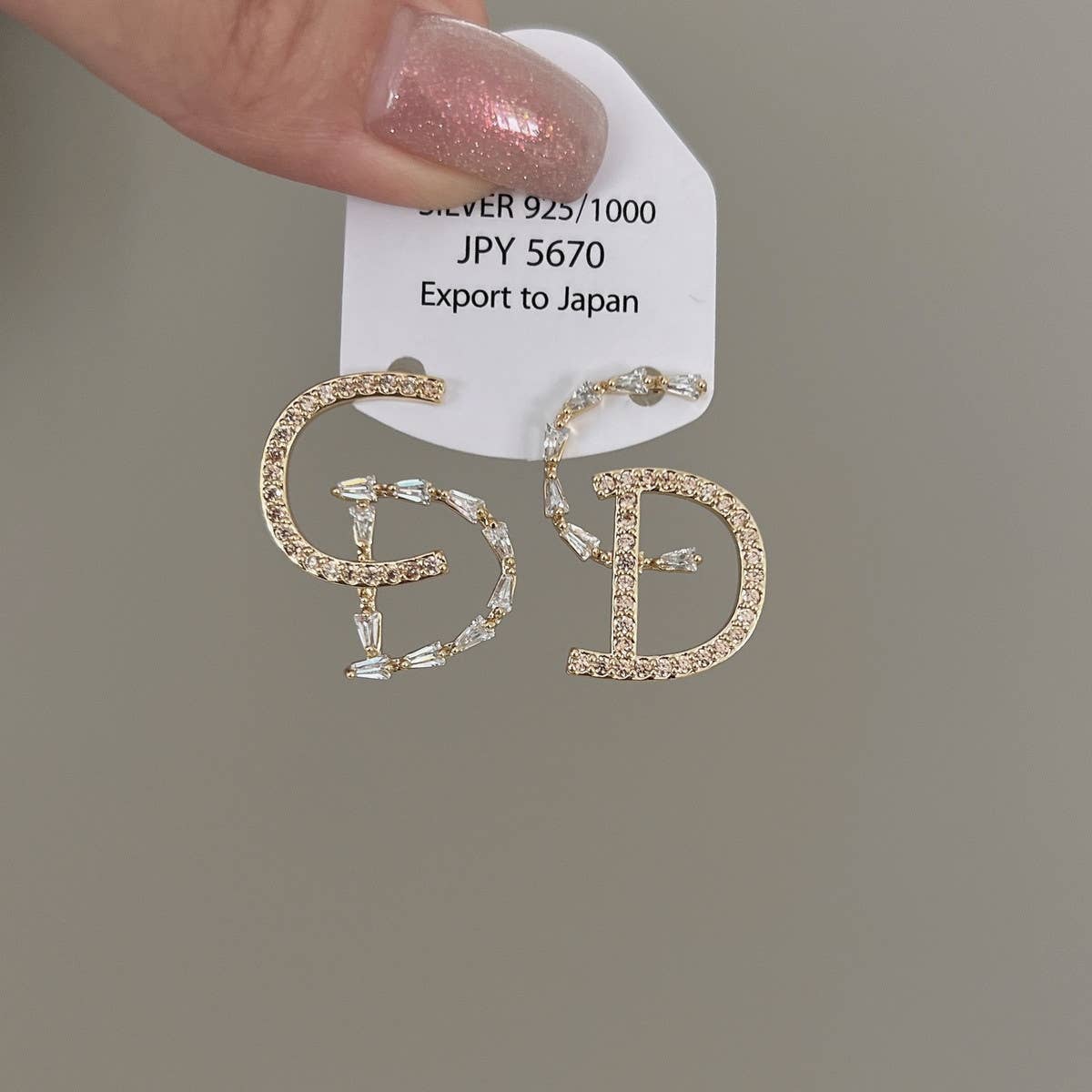 LIGHT LUXURY LETTER ZIRCON EARRINGS