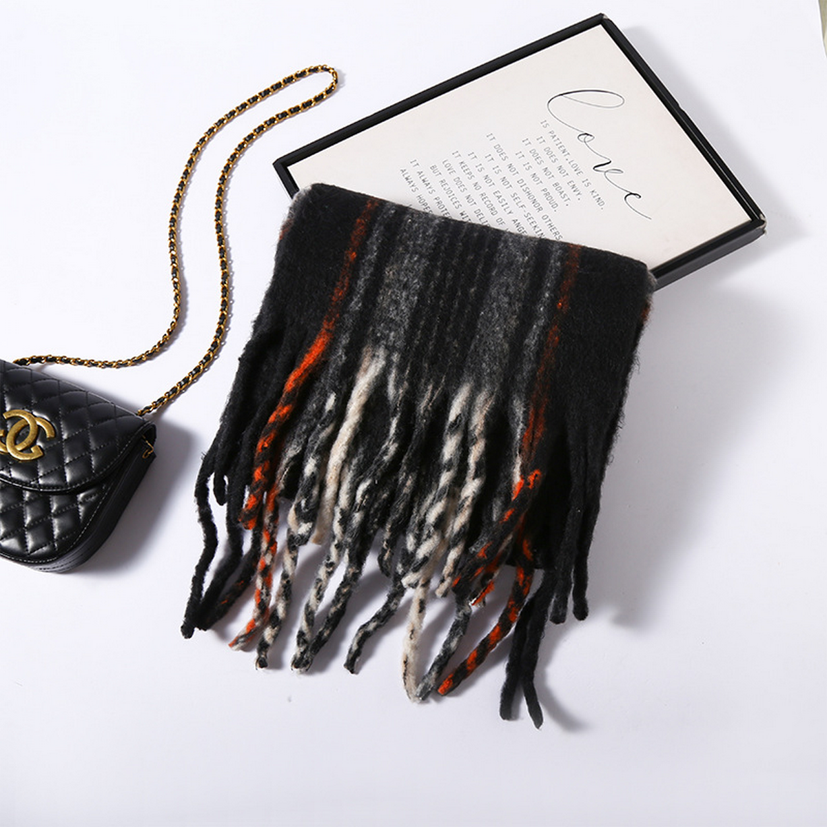 Korean Striped Brushed Winter Scarf for Women