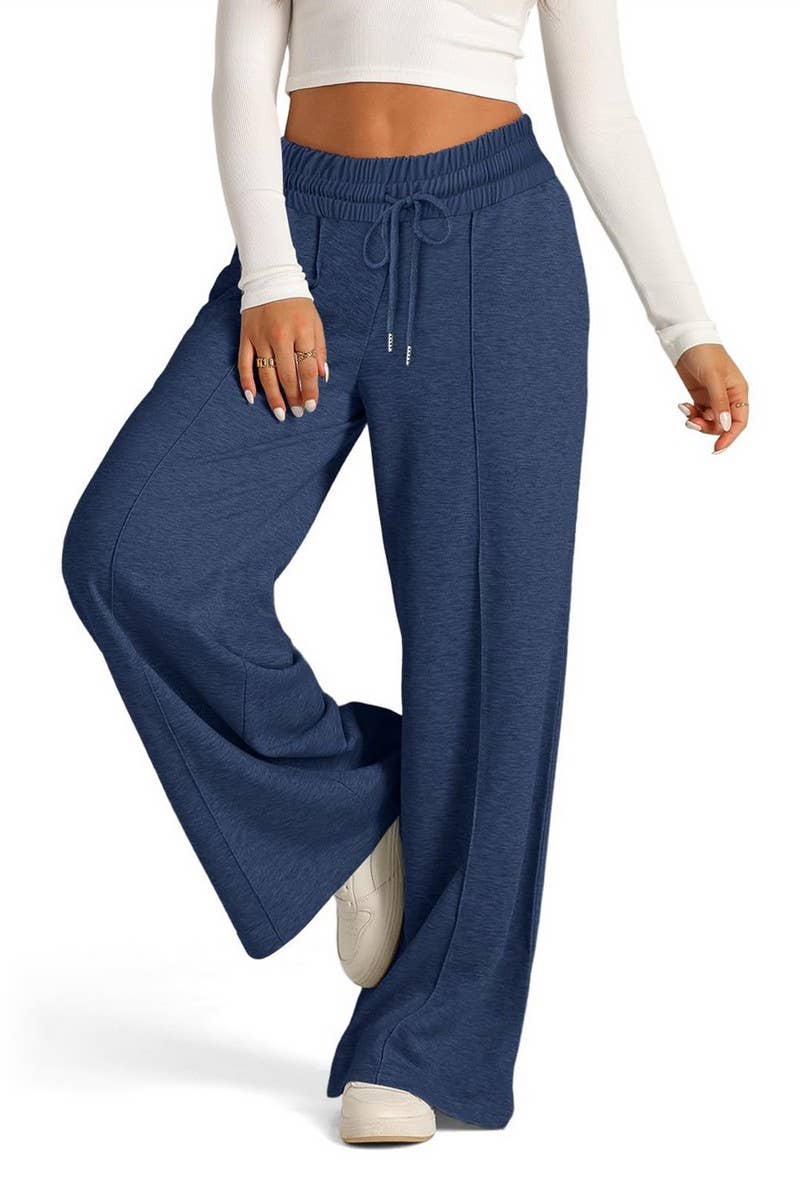 CWBLP1855_SOLID COLOR WAIST WIDE-LEG CASUAL TROUSERS