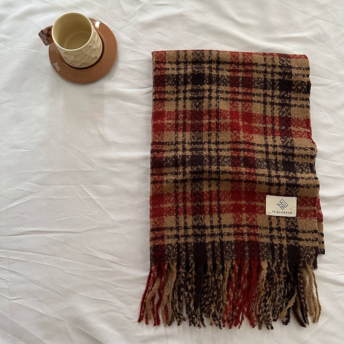 Brown Check Scarf ??Thick Dual-use Winter Wrap_CWASC2299