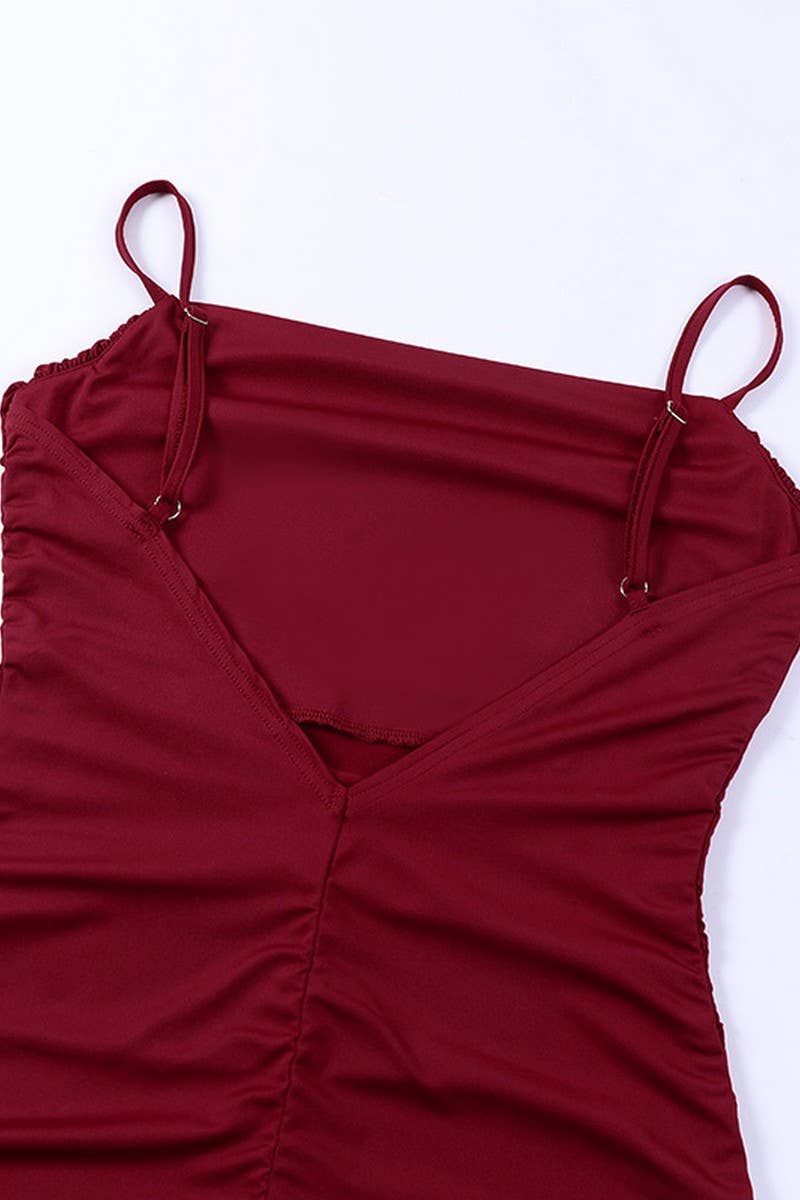 CWDSD6727_SOLID COLOR KNITTED SEXY BACKLESS SUSPENDER DRESS