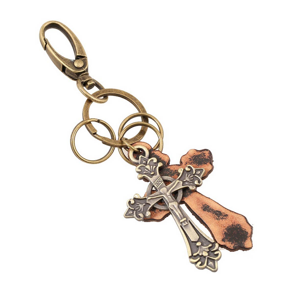 PUNK RETRO CROSS LEATHER PENDANT KEYCHAIN_CWMM4715