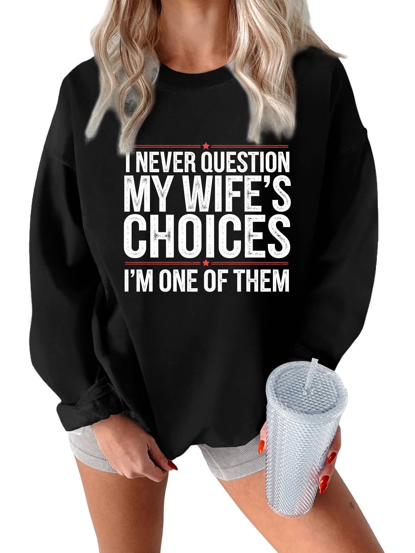 i never question printed thickened sweatshirt