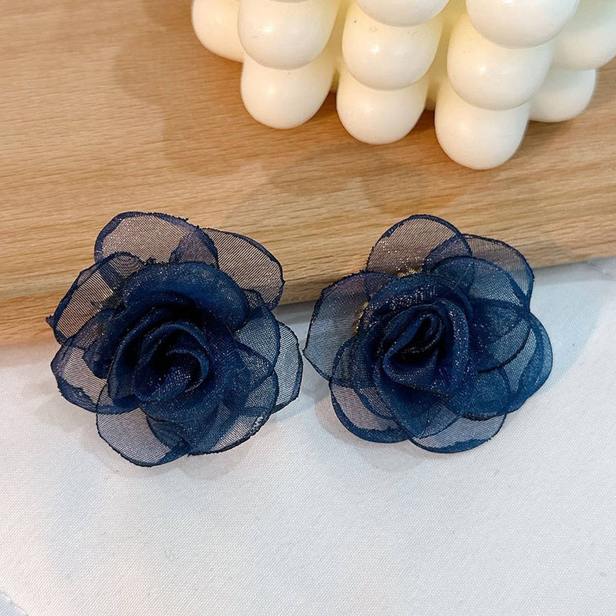 Handmade Lace Rose Stud Earrings ? Sweet & Minimal