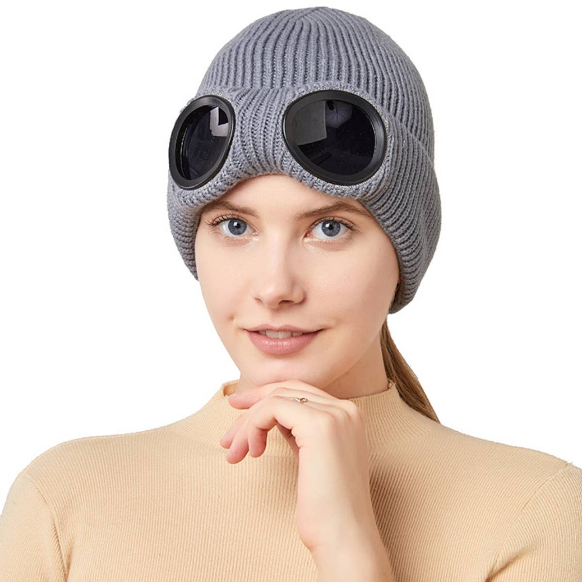 CWAH2210_WINTER WOOL SKI WINDPROOF GLASSES HAT
