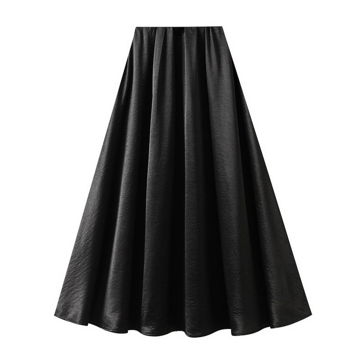 SATIN DRAPE MAXI SKIRT A-LINE SKIRT