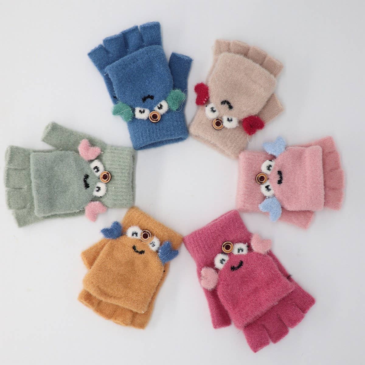 CARTOON CHILDREN STUDENT WARM FLIP GLOVES_CWAG0167
