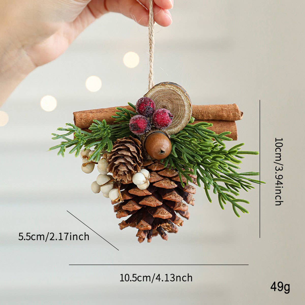 CWMM10364_CHRISTMAS BELL ANTLER BOW PINECONE TREE ORNAMENTS