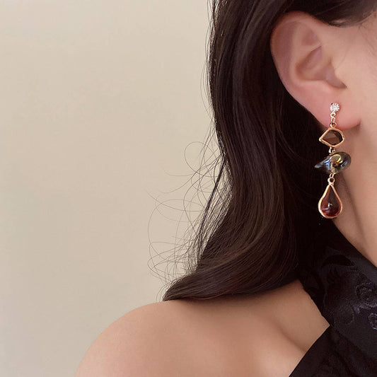 ASYMMETRIC DIAMOND AND CRYSTAL PALM EARRINGS_CWAJE2318