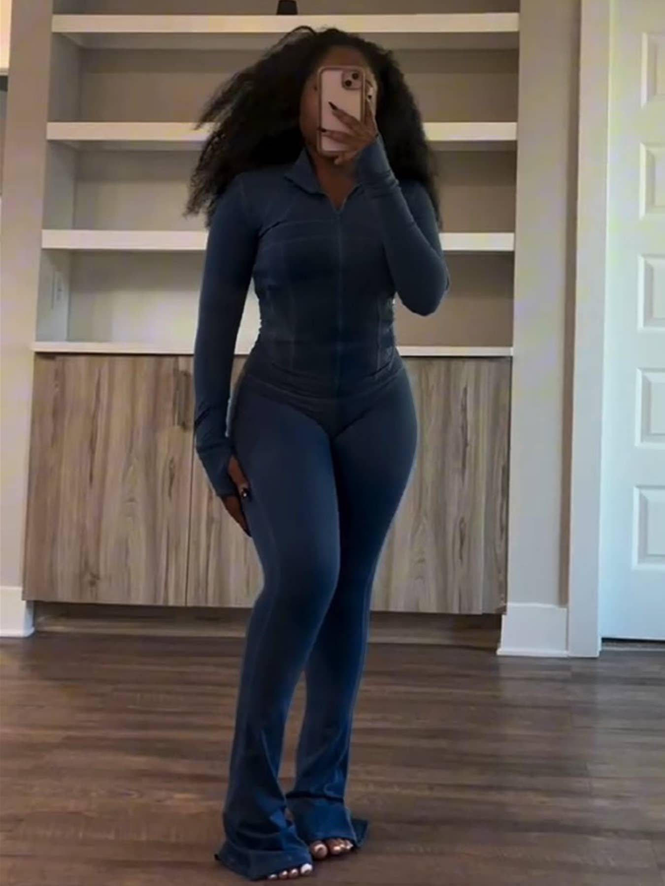 Tight long-sleeved bell bottoms two-piece set