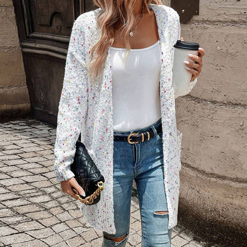 LONG KNIT CARDIGAN WITH LOOSE LONG SLEEVE POCKETS