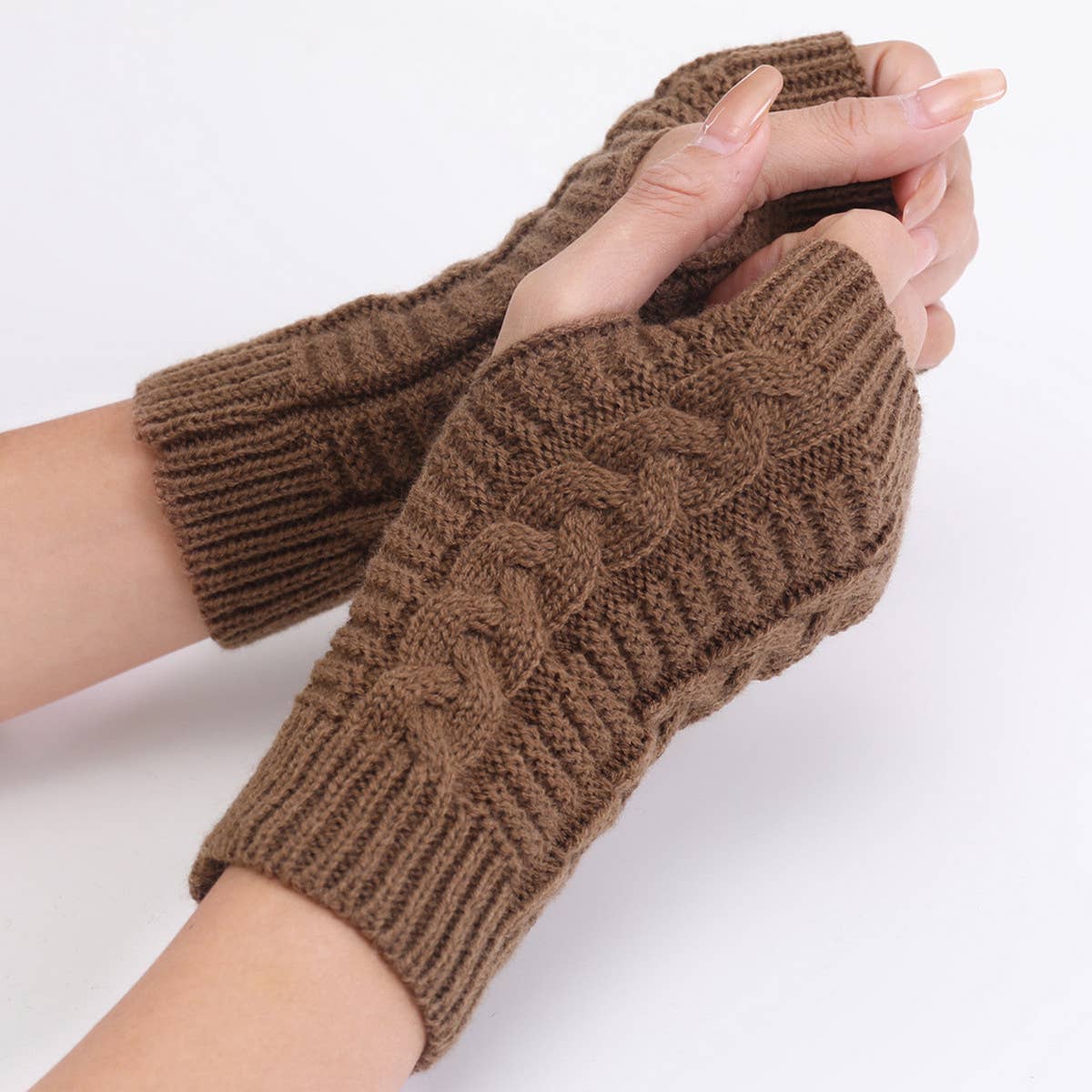FASHION SHORT TWIST FINGERLESS GLOVES_CWAG0092
