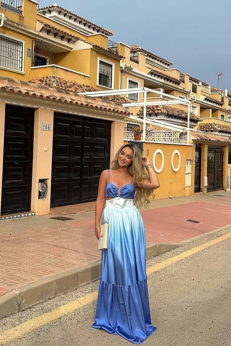 CWDMD4149_GRADIENT COLOR SUSPENDER LONG DRESS