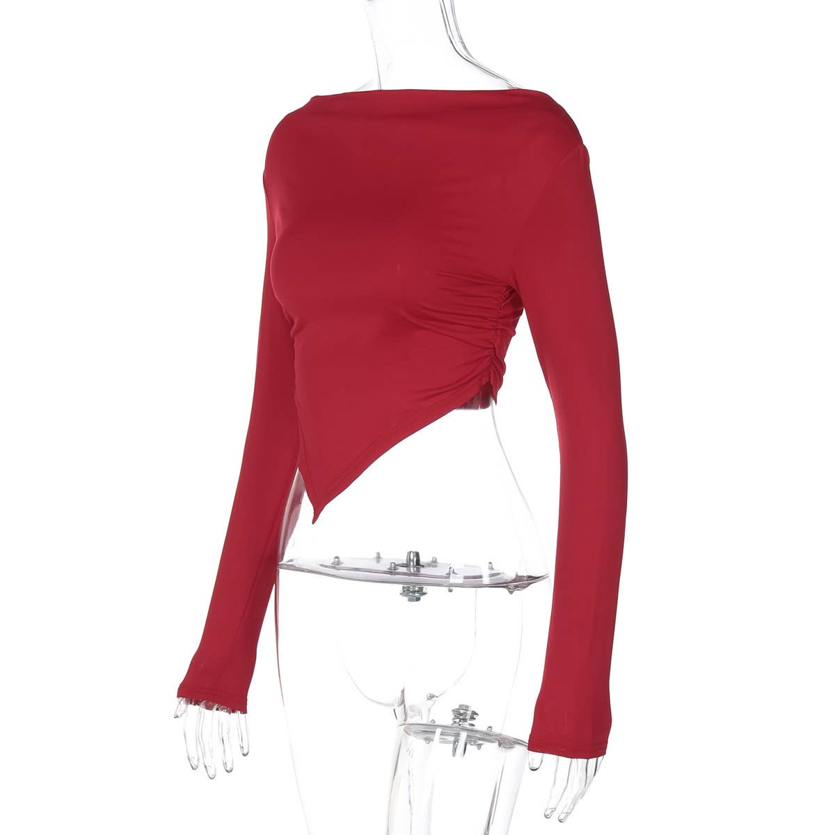 Solid-color fashion slimming round-neck T-shirt