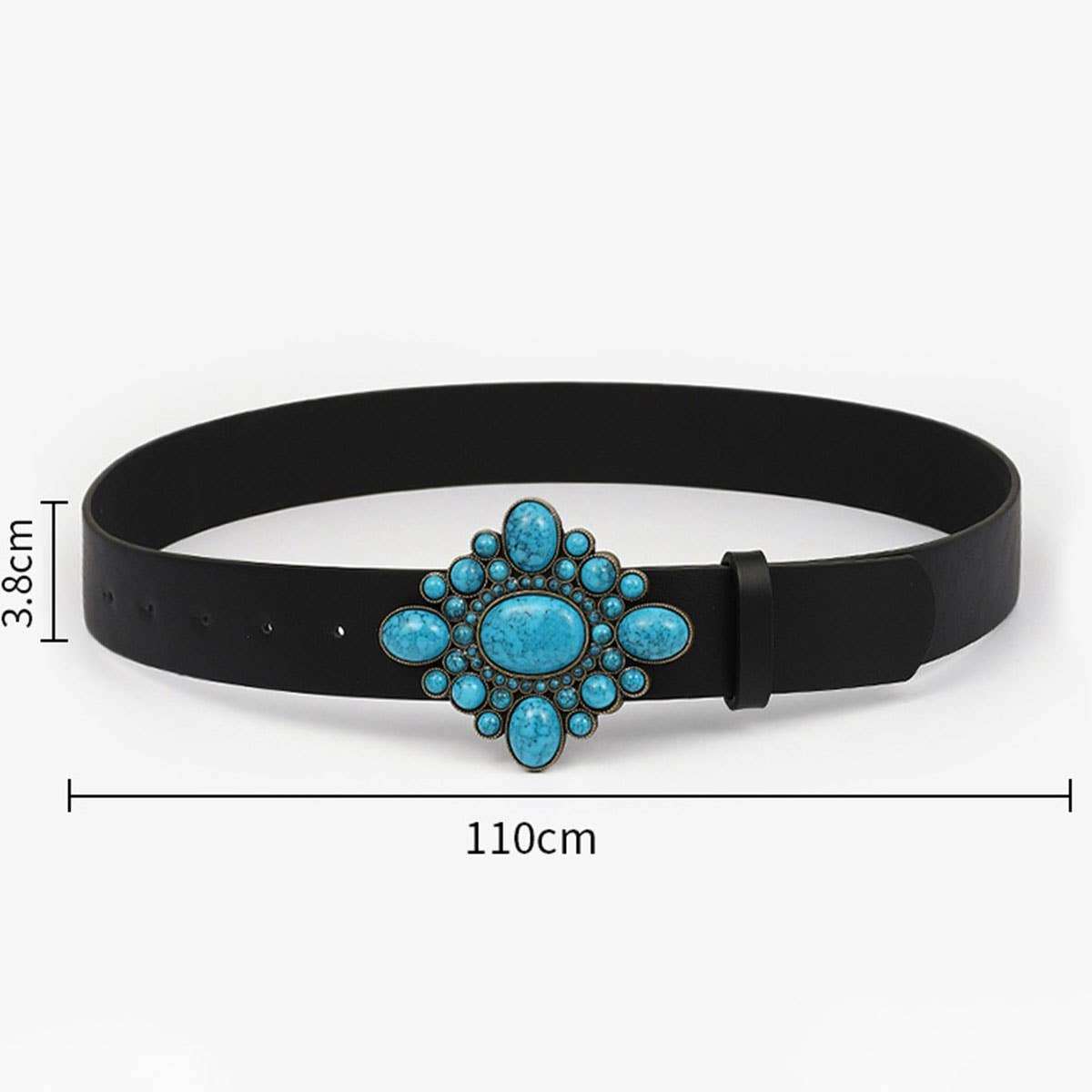 12KINDS TURQUOISE ALLOY BUCKLE BLACK VINTAGE BELT_CWABE0195