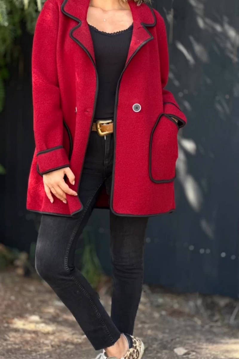 CWOCO1084_TEMPERAMENT SUIT COLLAR DOUBLE-FACED WOOLEN COAT