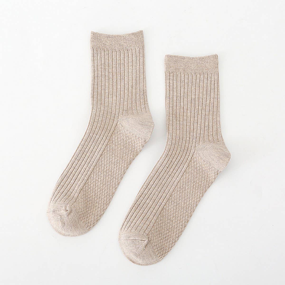SOLID COLOR MASSAGE BOTTOM CASUAL MID-CALF SOCKS_CWMS0993