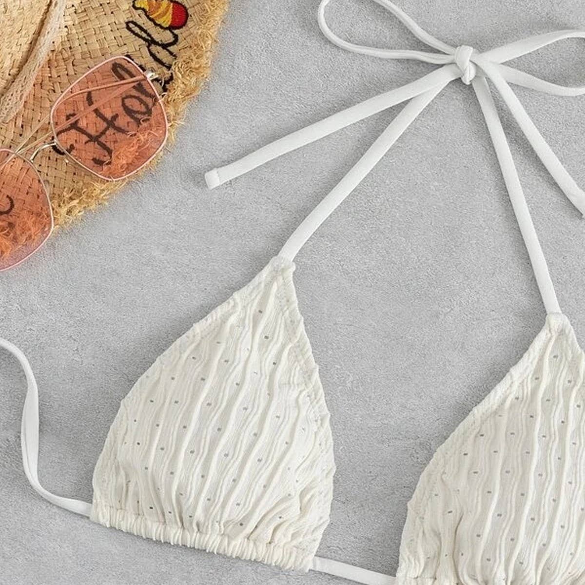 High Waist Bikini Set,Slimming Solid Color Swimsuit