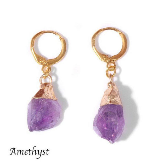 NATURAL STONE AMETHYST ORIGINAL STONE EARRINGS