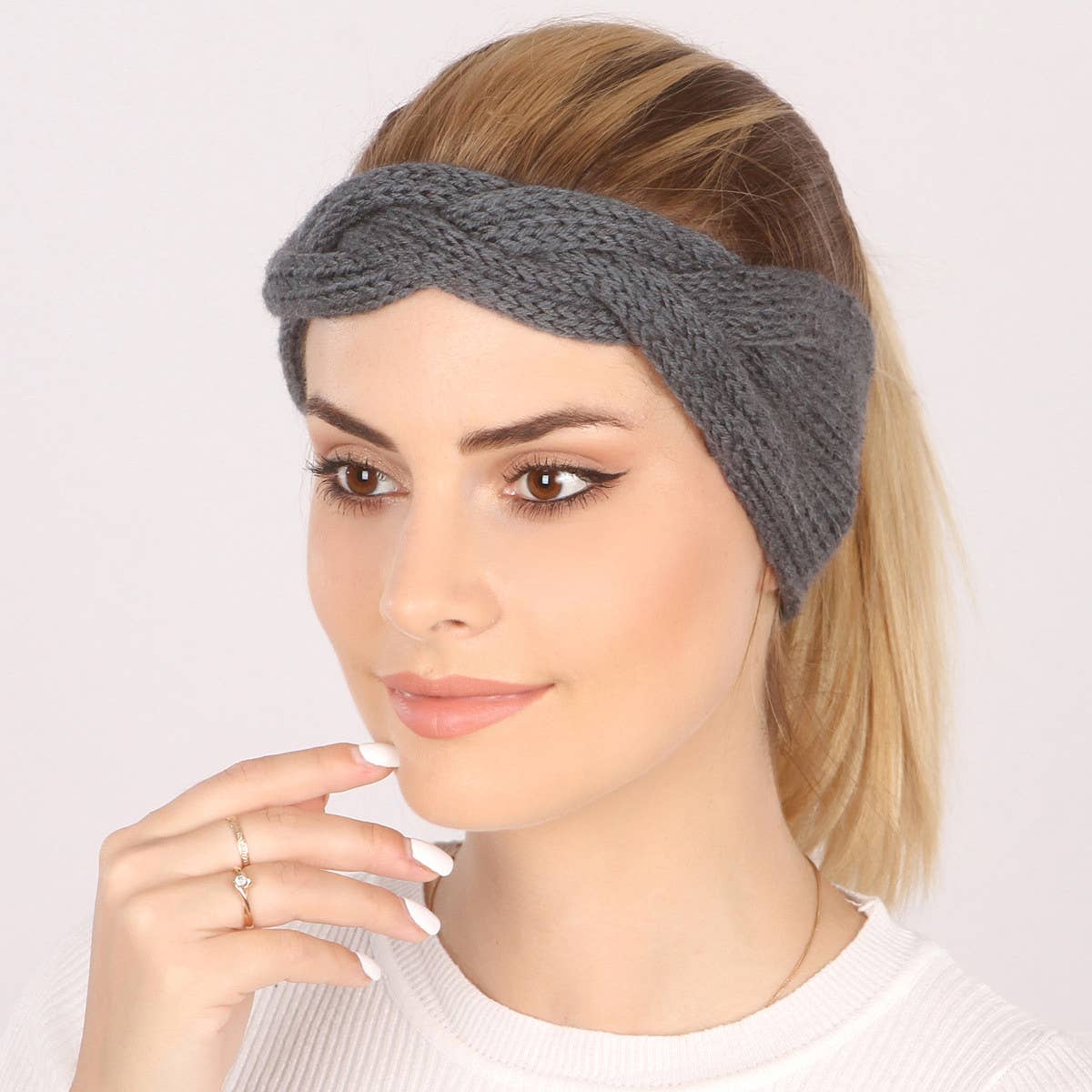 WARM KNITTED FLAT CROSS YARN HEADBAND