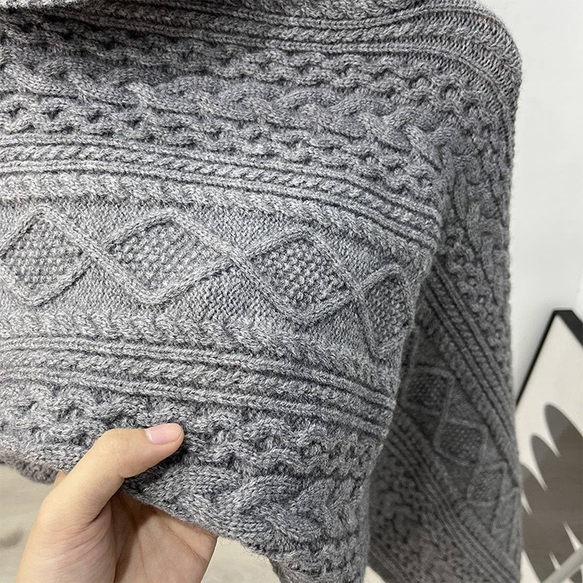 CWASC03126_KNITTED HIGH NECK PONCHO SHAWL FOR WOMEN