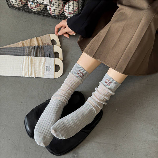 BREATHABLE MESH MID-LENGTH COTTON SOCKS_CWMS0646