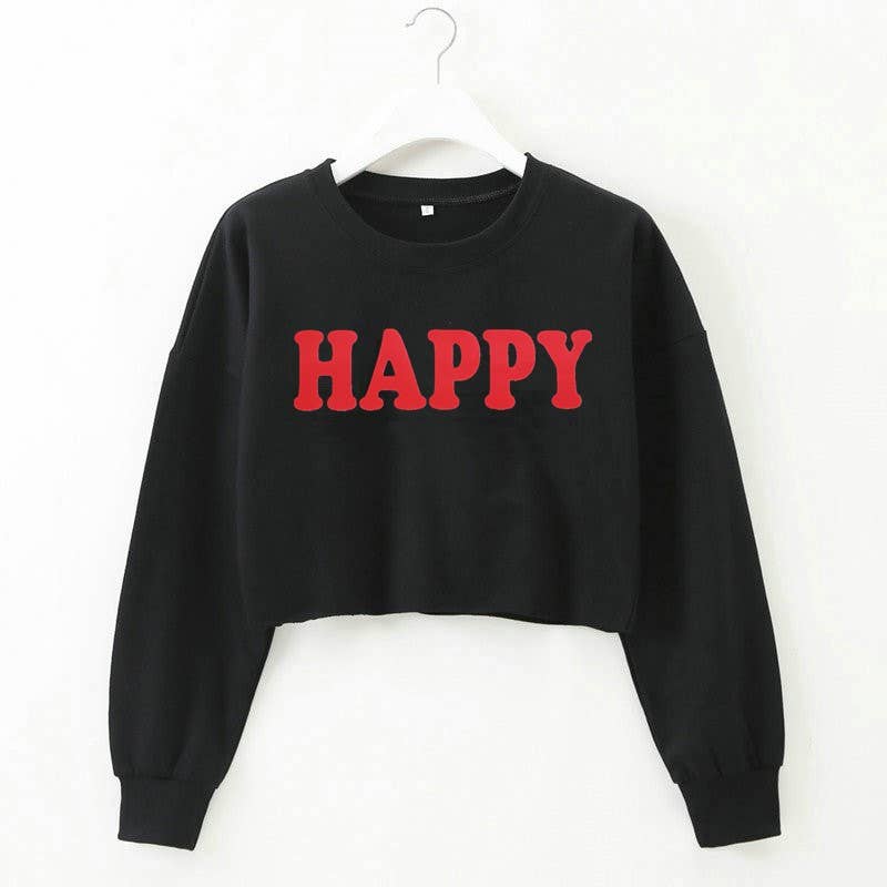 Basic letter-printed pullover short hoodie
