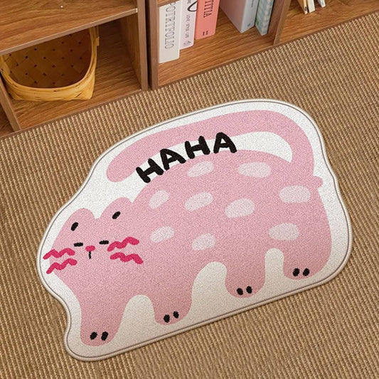 Cute Pink Animal Rug, Non-Slip Kids Room Mat