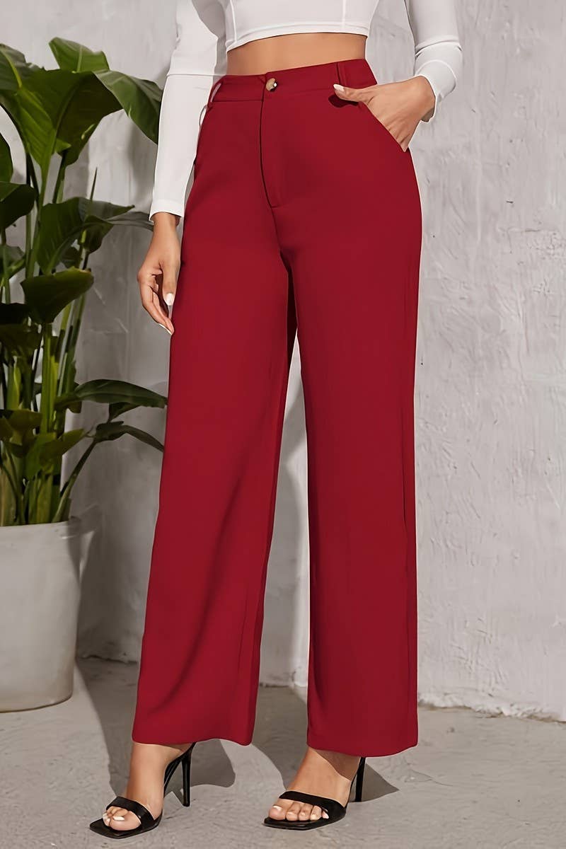 CWBLP2079_SOLID HIGH WAIST SLIM COMFORT DRESS PANTS