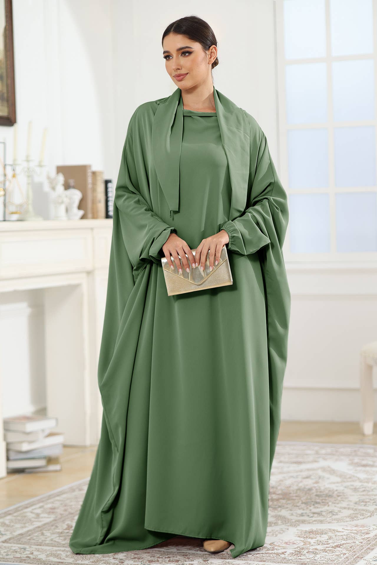 SATIN LACE ARABIC STYLE LOOSE DRESS