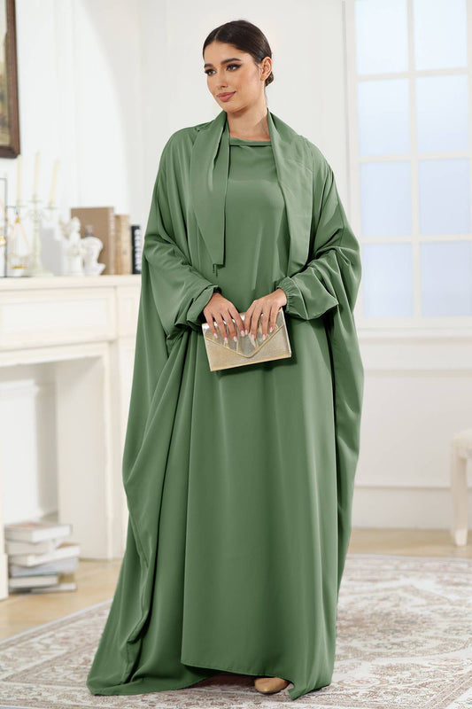 SATIN LACE ARABIC STYLE LOOSE DRESS