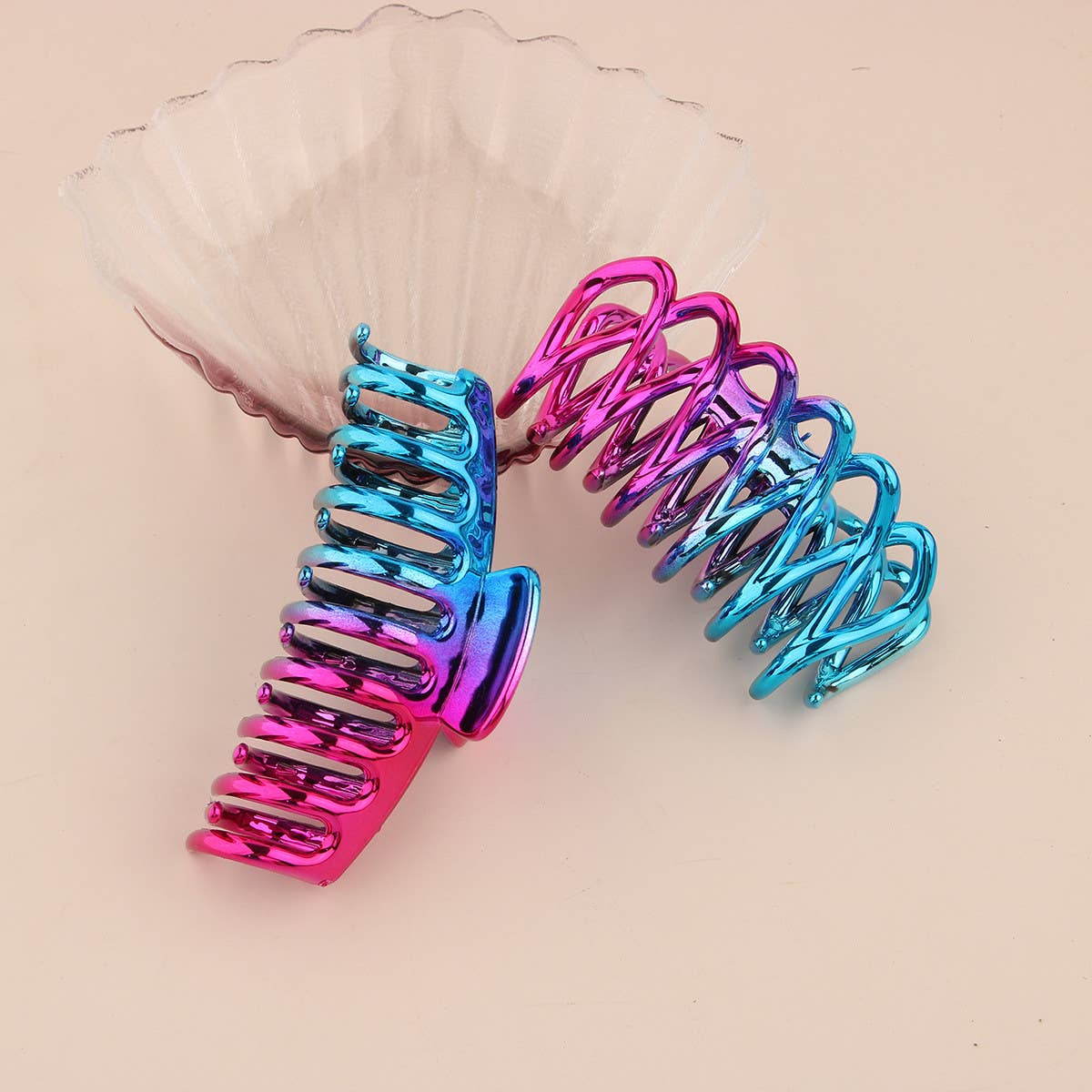 Blue Purple Gradient Electroplated Hair Claw Clips_CWAHA1054