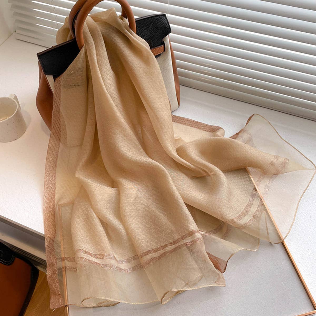 Silk Blend Scarf for Women - Lightweight