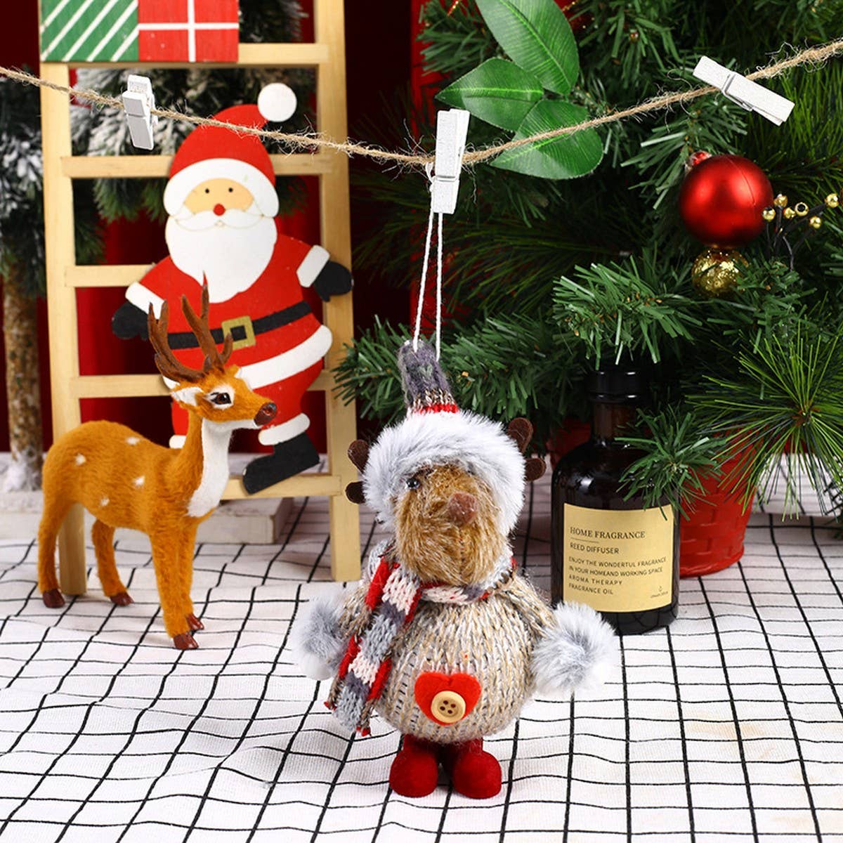 CHRISTMAS COLORFUL FABRIC FOAM PENDANT ORNAMENTS