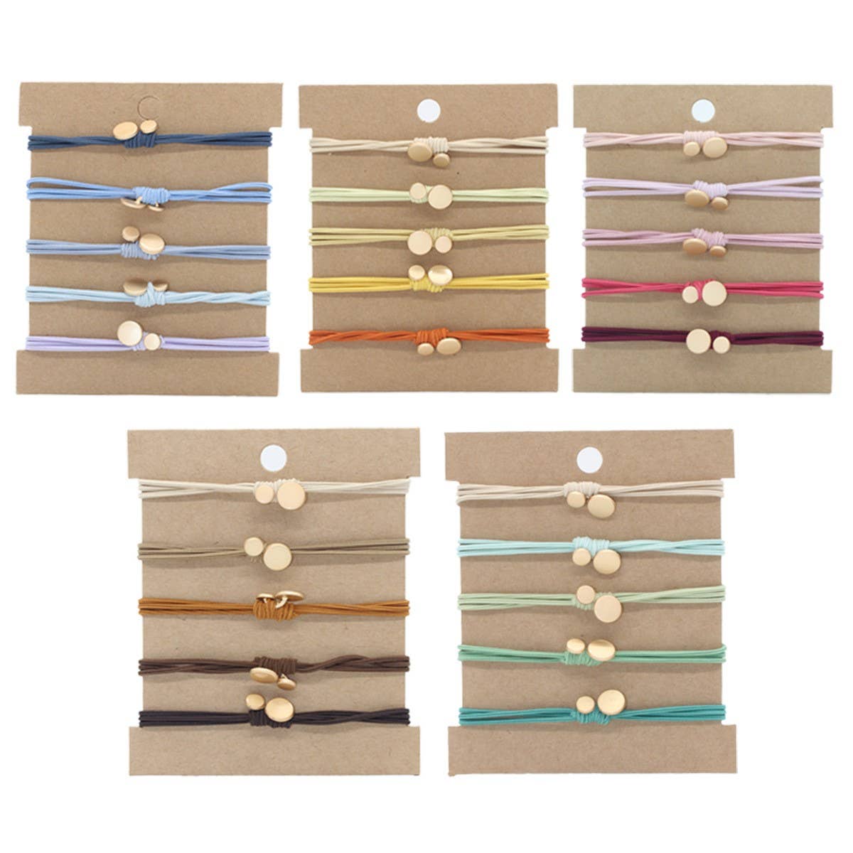 5 CARD-MOUNTED GRADIENT SIMPLE HAIR SCRUNCHIES_CWAHA2722