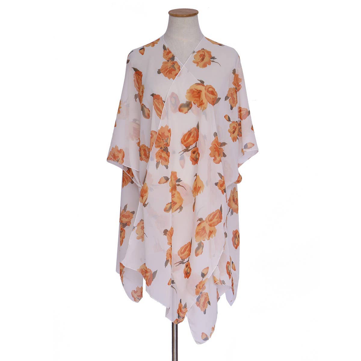 FLORAL PRINT FRONT OPEN KIMONO FOR SUMMER VACATION