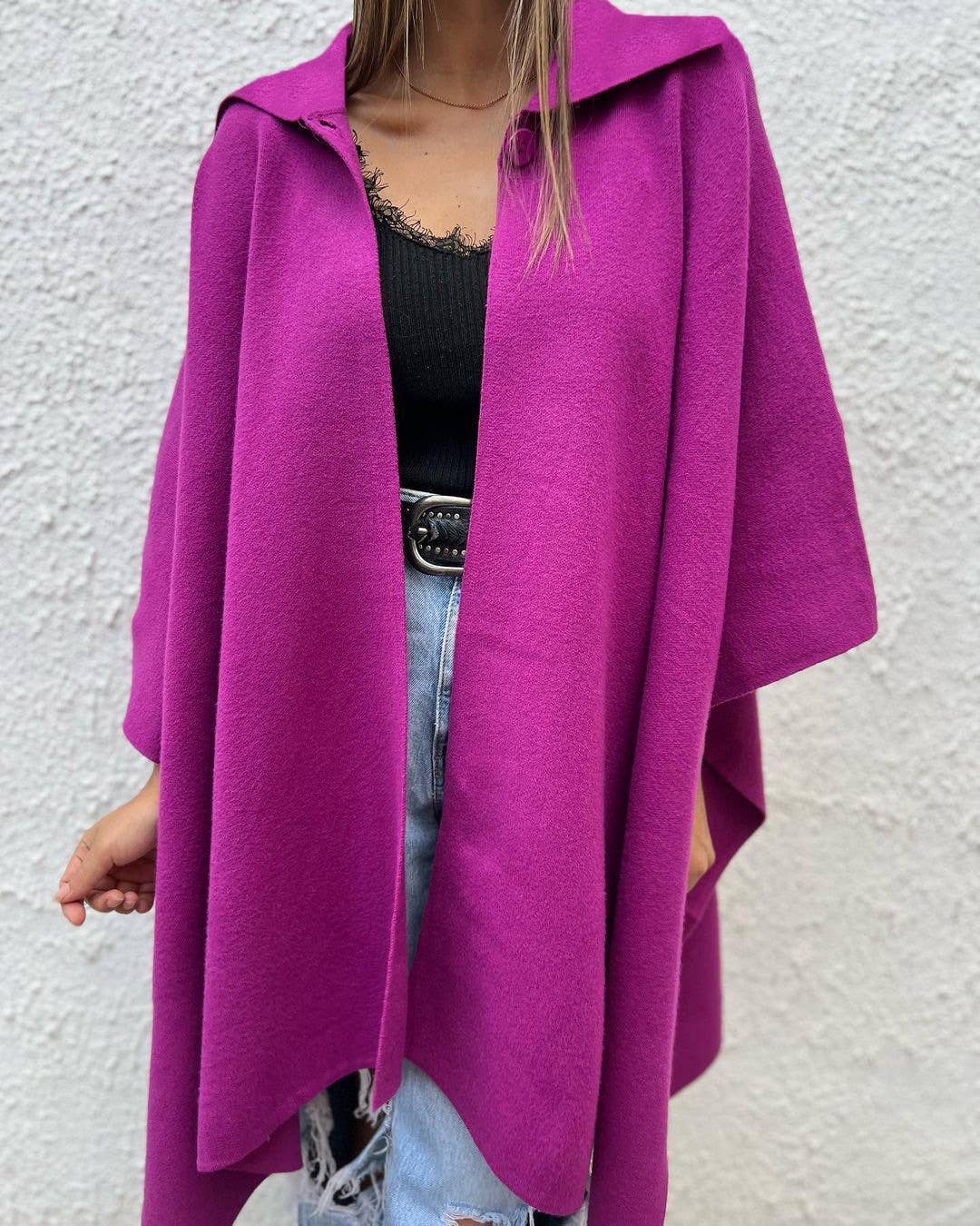 SOLID COLOR CASUAL LOOSE ONE BUTTON TRENCH COAT