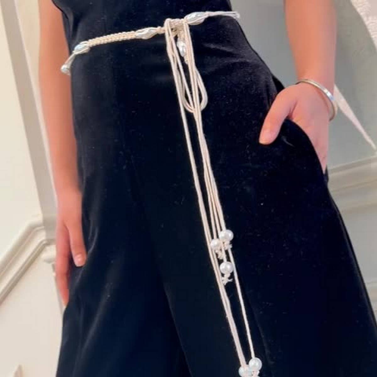 Pearl Tassel Thin Chain Belt for Women Dresses_CWMM6411