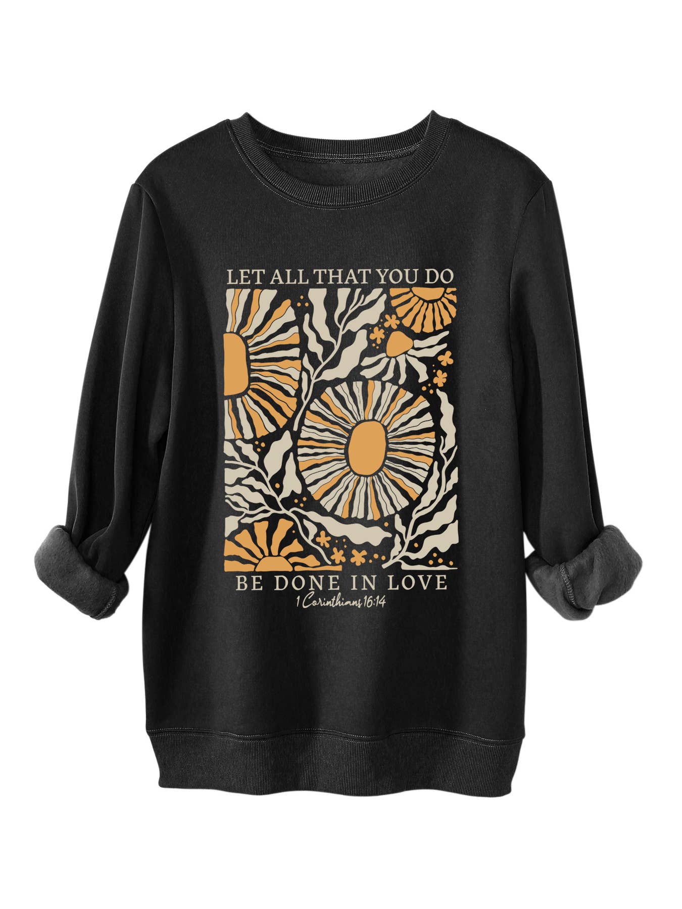 Fashion printed loose round-neck pullover hoodie