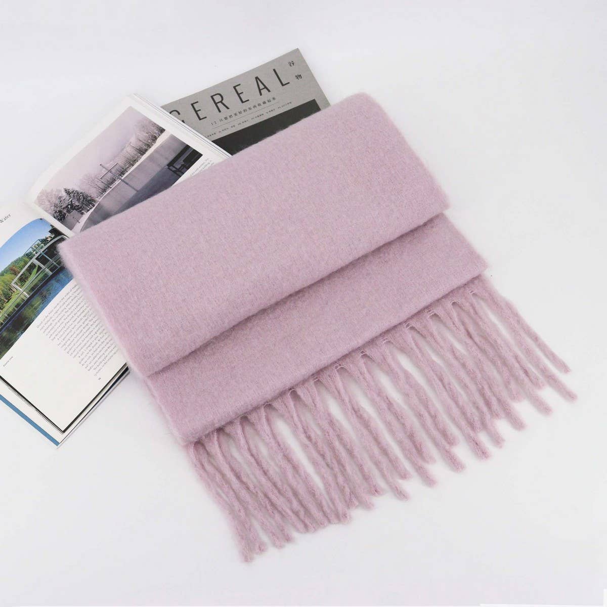 Thick Mohair Scarf - Winter Tassel Wrap for Women