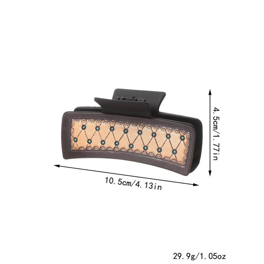 Western Cowgirl Hair Claw - Horsehair Leather Clip_CWAHA0591