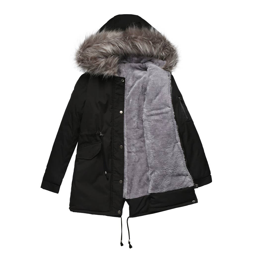 Warm plus fleece coat fur collar plus cotton jacket