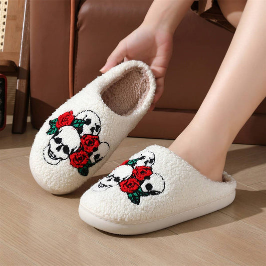 HALLOWEEN CARTOON SKULL PATTERN COTTON SLIPPERS