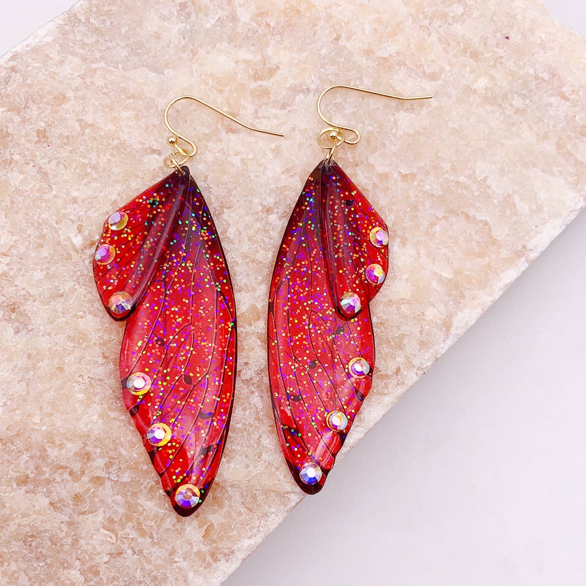 S925 Silver Cicada Wing Wing Butterfly Earrings