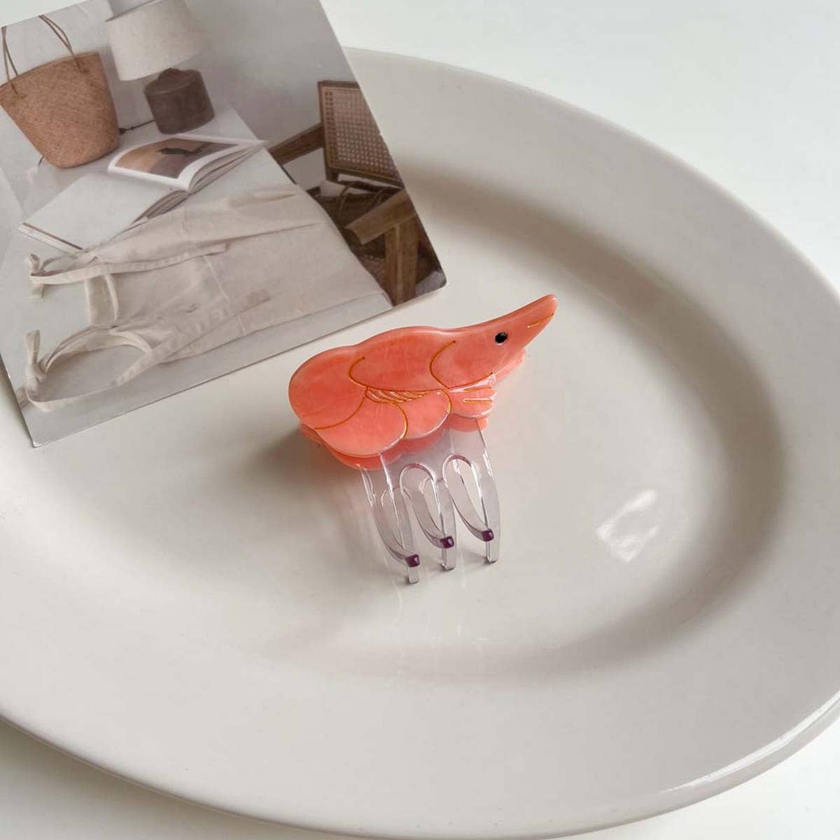 Sea Shell & Lobster Hair Claw, Ocean Animal Clip